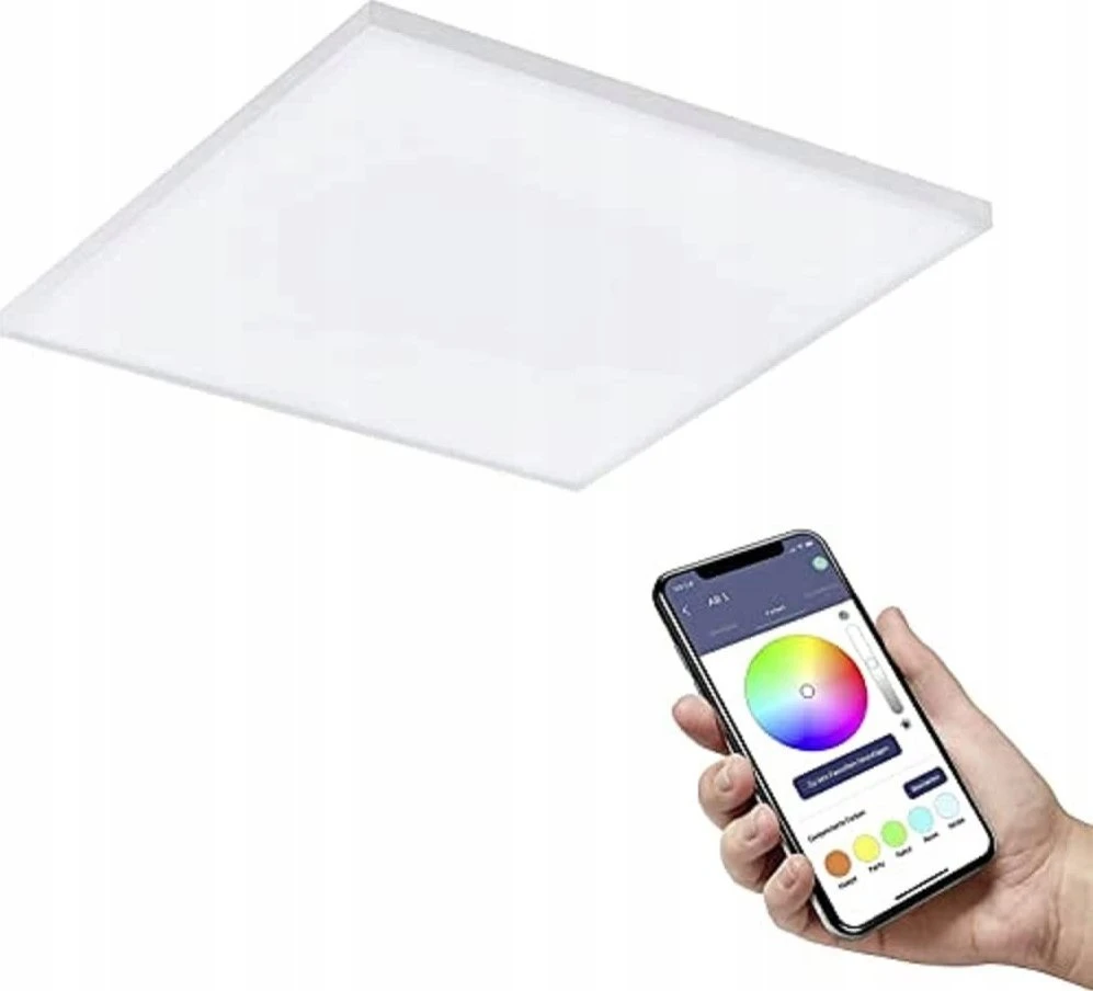 Lubinis šviestuvas „Eglo Turcona-Z“ išmanioji LED panelė, 45 x 45 cm – RGB ir reguliuojamo baltumo