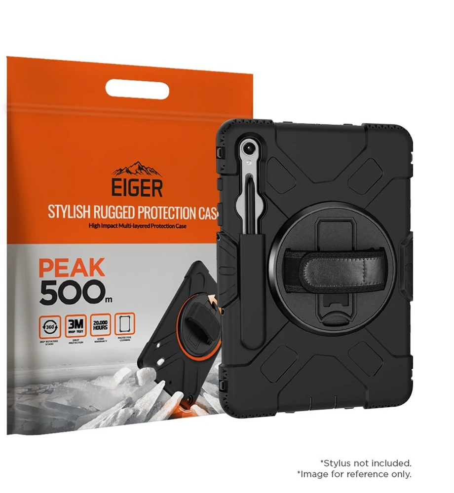 Eiger „Peak 500m“ dėklas „Samsung Tab S10 FE“, juodas