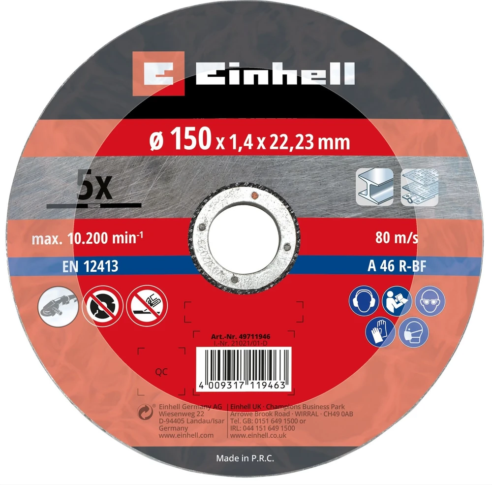 Einhell 49711946 METALINIS DISKAS 5 VNT. 150 x 1,4 x 22,23 mm