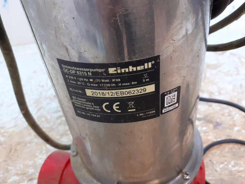 „Einhell“ nešvaraus vandens siurblys GC-DP 6315 N, panardinamas / slėginis siurblys (raudonas / nerūdijančio plieno, 630 vatų)
