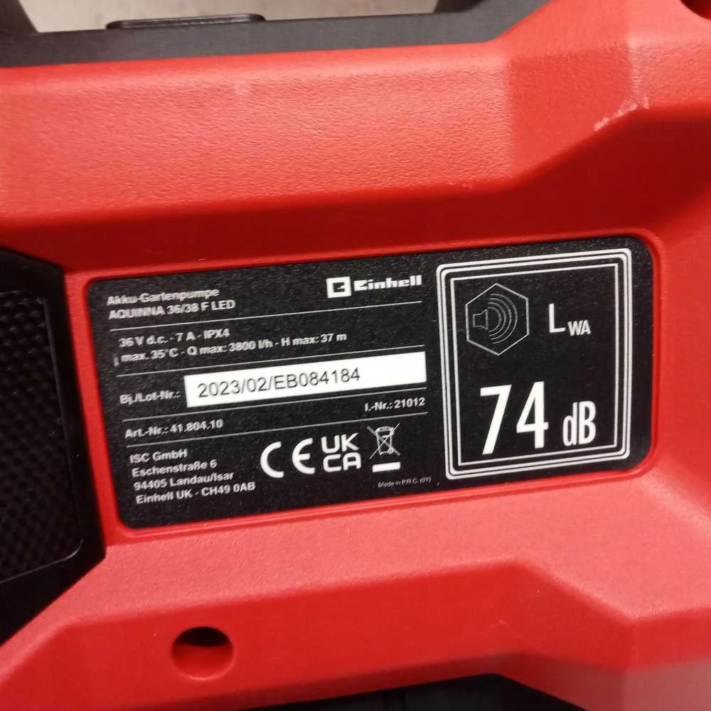 Vandens siurblys Einhell AQUINNA 36/38 F LED; 2x18 V (be akumuliatoriaus ir pakrovėjo)
