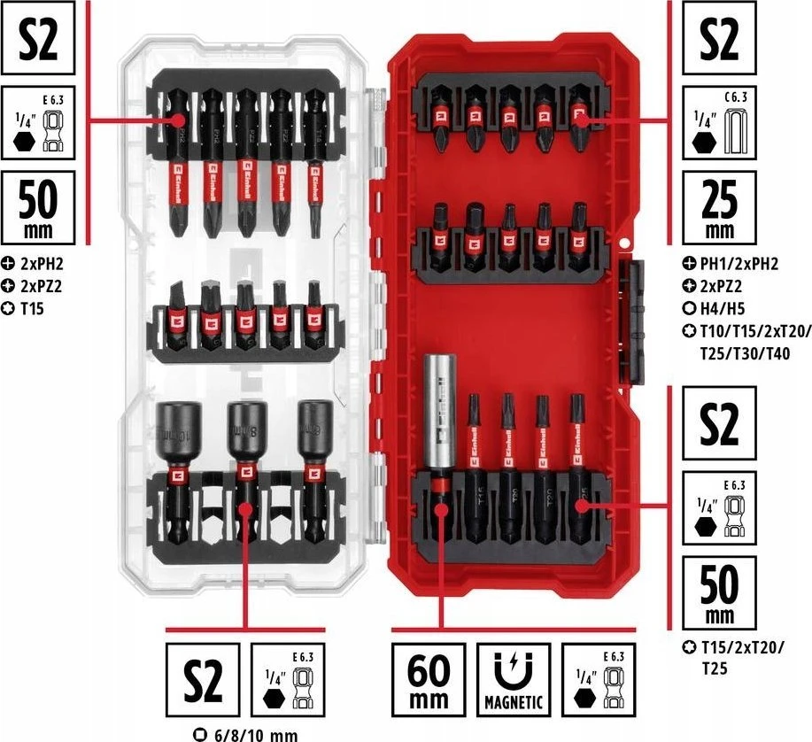 Grąžtas Einhell grąžtų rinkinys 28 vnt. S-CASE EINHELL 49108703