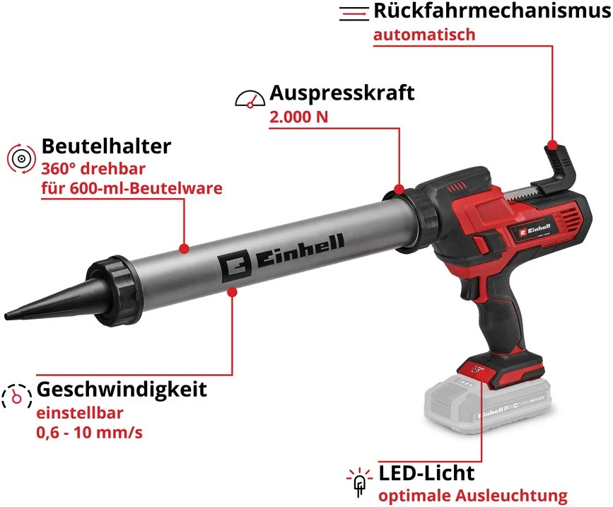 Einhell TE-SG 18/600 B Li - Solo PISTOLET DO USZCZELNIANIA