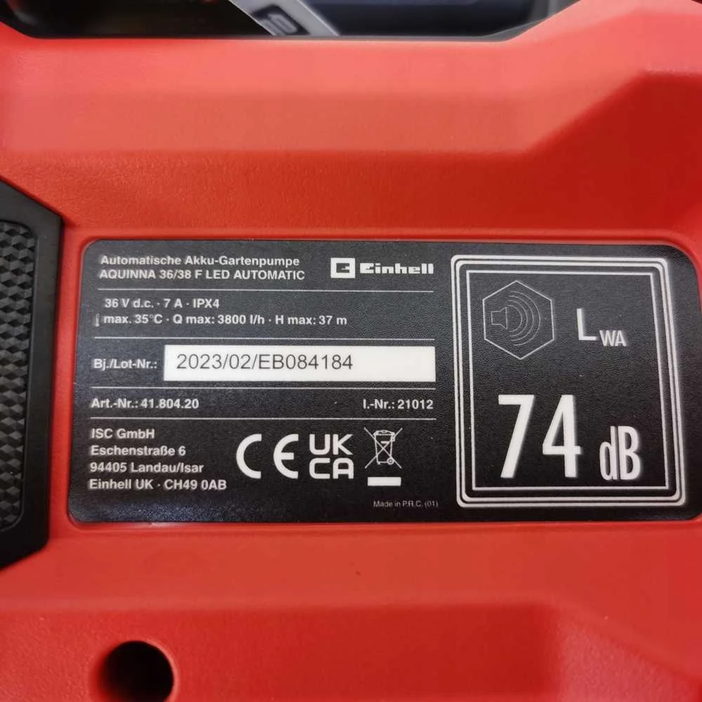 Vandens siurblys Einhell AQUINNA 36/38F; 2x18 V (be akumuliatoriaus ir pakrovėjo)