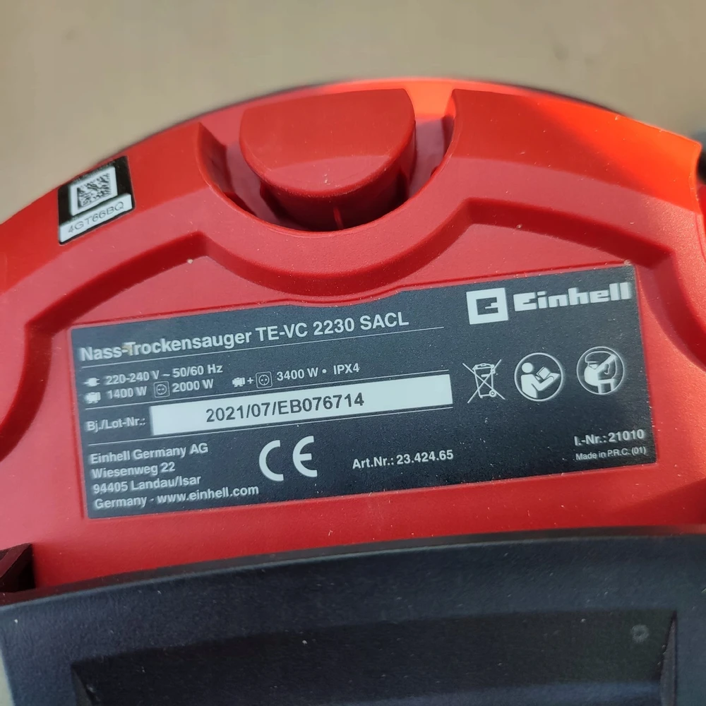 Einhell pramoninis dulkių siurblys Einhell TE-VC 2230 SACL, šlapias/sausas dulkių siurblys (raudonas/nerūdijantis plienas)