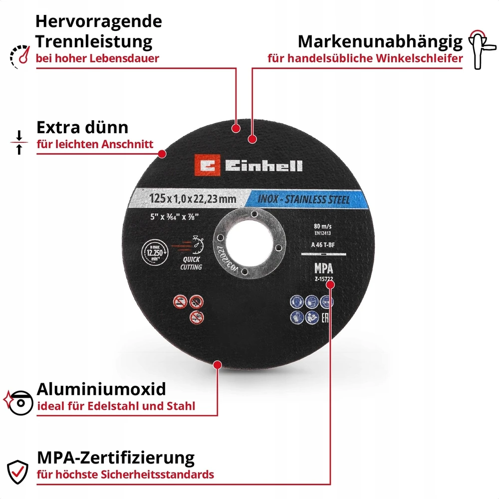 Einhell Rinkinys Tarcze do metalu 125X1,0 MM 50 vnt.