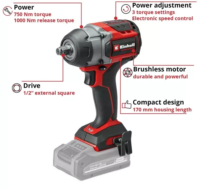 EINHELL SMŪGINIS VERŽLIASUKIS IMPAXXO 18/750-C Li BL-Solo