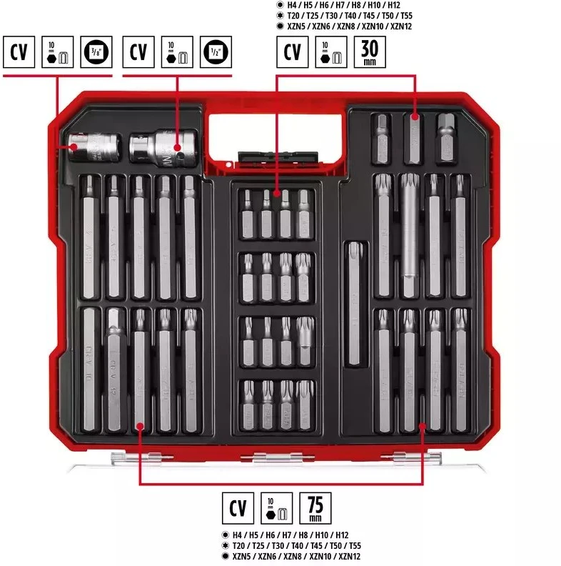 Einhell XL-CASE sutvirtintų antgalių rinkinys 40 vnt.