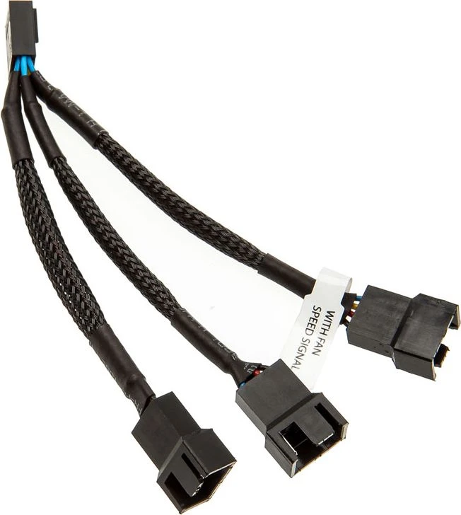 Ek Water Blocks EK Vanduo Blocks EKWB 3x skirstytuvo laidas 4 kontaktų PWM ventiliatoriui, 10cm, Y-kabelis (juodas)