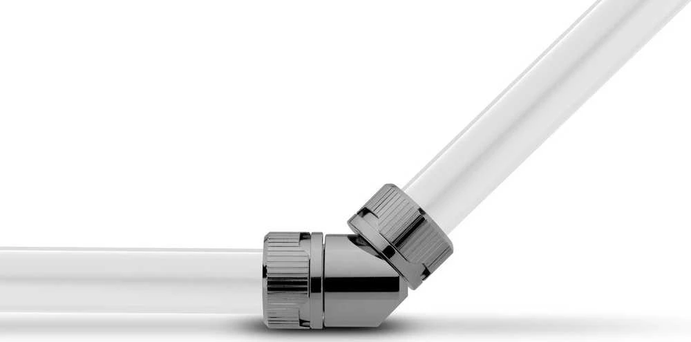 Ek Water Blocks EK Vanduo Blocks EK Vanduo Blocks EK-Quantum sukimo momento adapteris 45 laipsnių G1/4 colio moteriškas į G1/4 colio moterišką – juodas nikelis