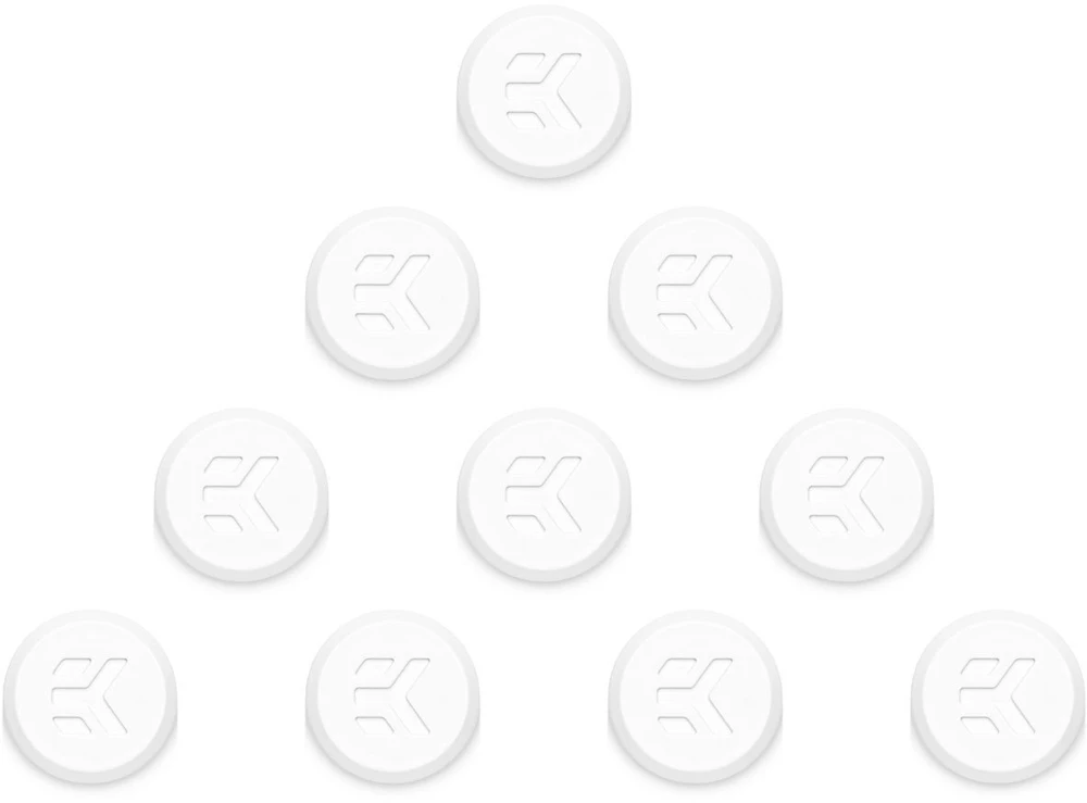 Ek Water Blocks „Ek Vanduo Blocks“ EK „Vanduo Blocks“ EK-Quantum sukimo momento kamščio dangteliai, 10 vnt. pakuotė, balti