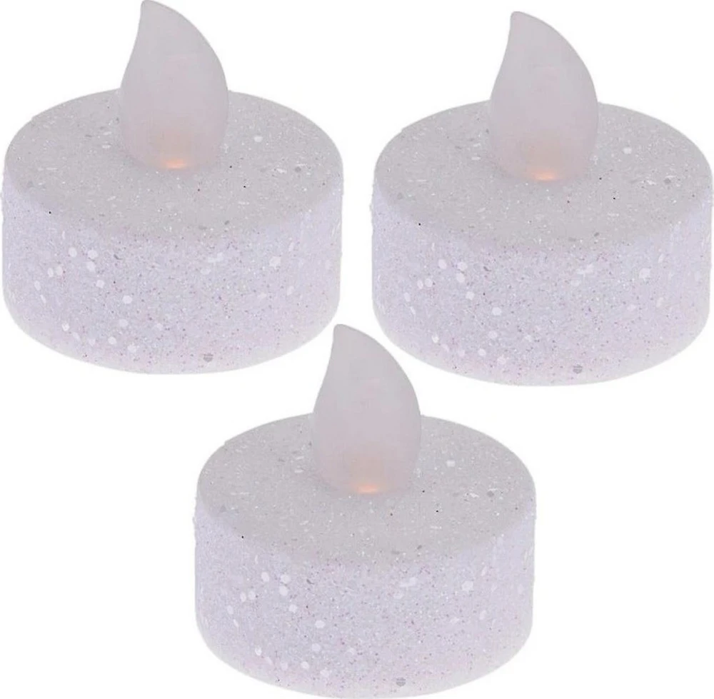 Ambiance Light Trijų LED arbatos žvakių rinkinys su blizgučiais