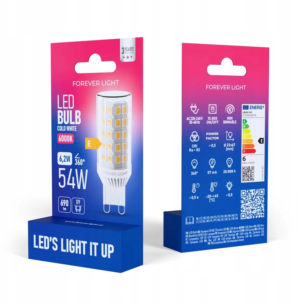 Eko Light „Telforceone Forever Light“ LED lemputė G9 6,2 W 690 lm 6000 K keraminė E klasė