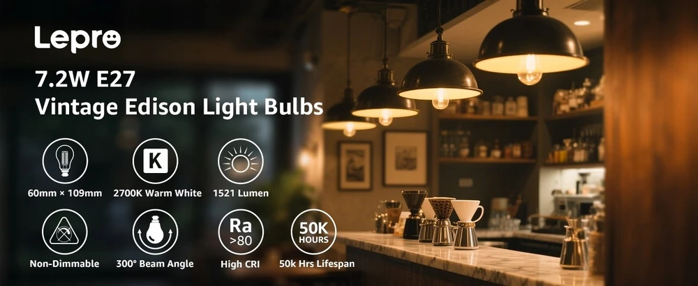 LEPRO 100094-WW-EU E27 Filament LED Bulb, 7.2W (100W), 1521 lm, 2700K, Class A