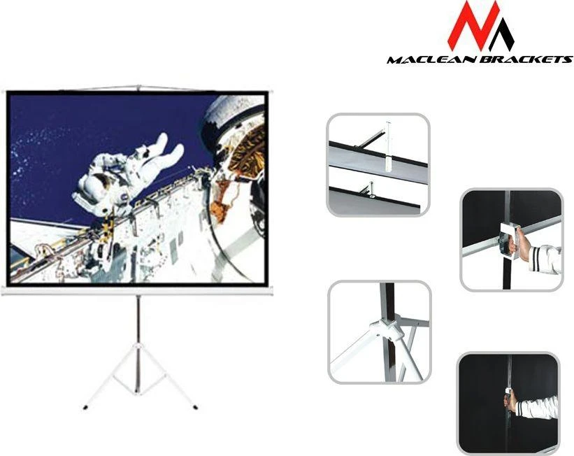 Maclean MC-608 Economy Budget Portable Projektoriaus ekranas su stovu 120'' 4:3
