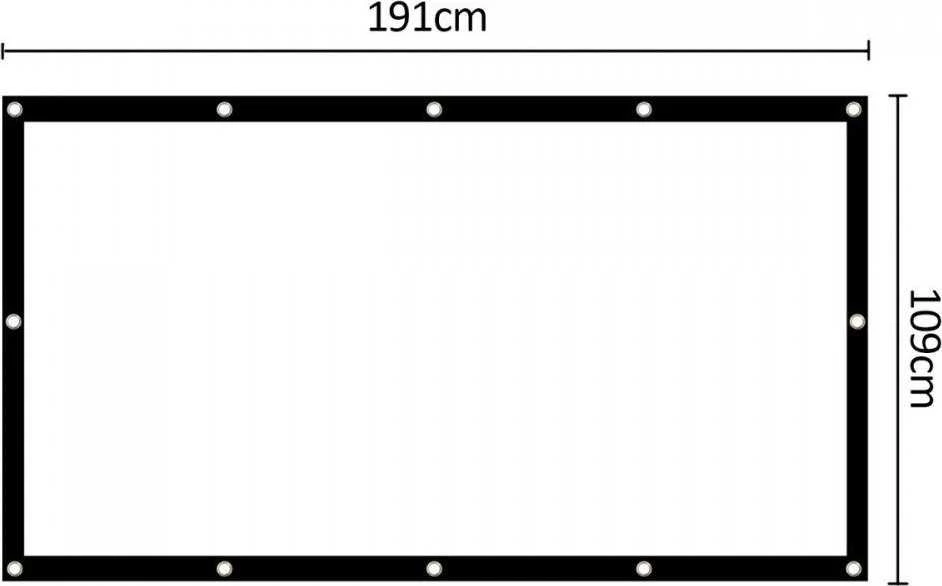 Projektorius „Maclean“ projektoriaus ekranas, 86 colio, 191 x 109 cm, 25 mm rėmelis 16:9, įtempimo kabliukai, MC-980
