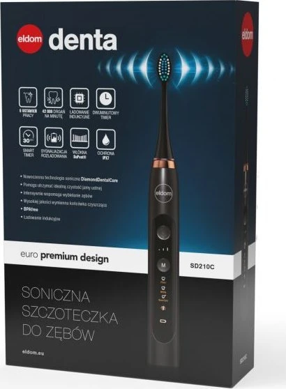 Dantų šepetėlis Šepetėlis Eldom Sonic SD210C Juoda