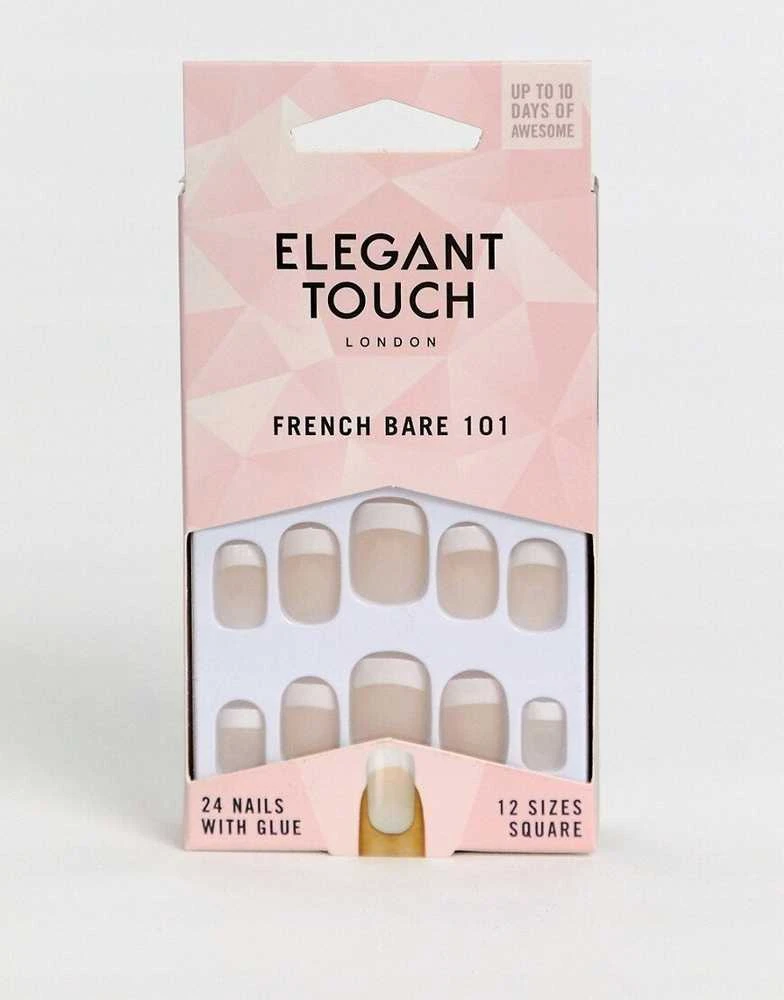 Rinkinys „Elegant Touch“ natūralių prancūziškų kvadratinių dirbtinių nagų priauginimui „Bare 101“, vidutinio dydžio, 24 vnt.
