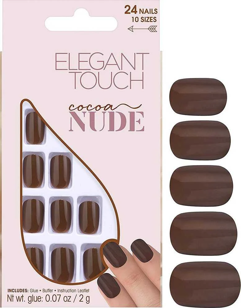 Set Elegant Touch Nude Squoval Artificial Nails Cocoa, 24 vnt.