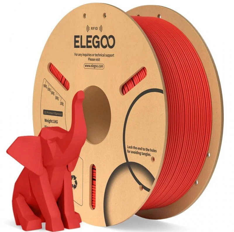 Elegoo PLA plastikas su RFID 1kg 1.75mm - Raudona