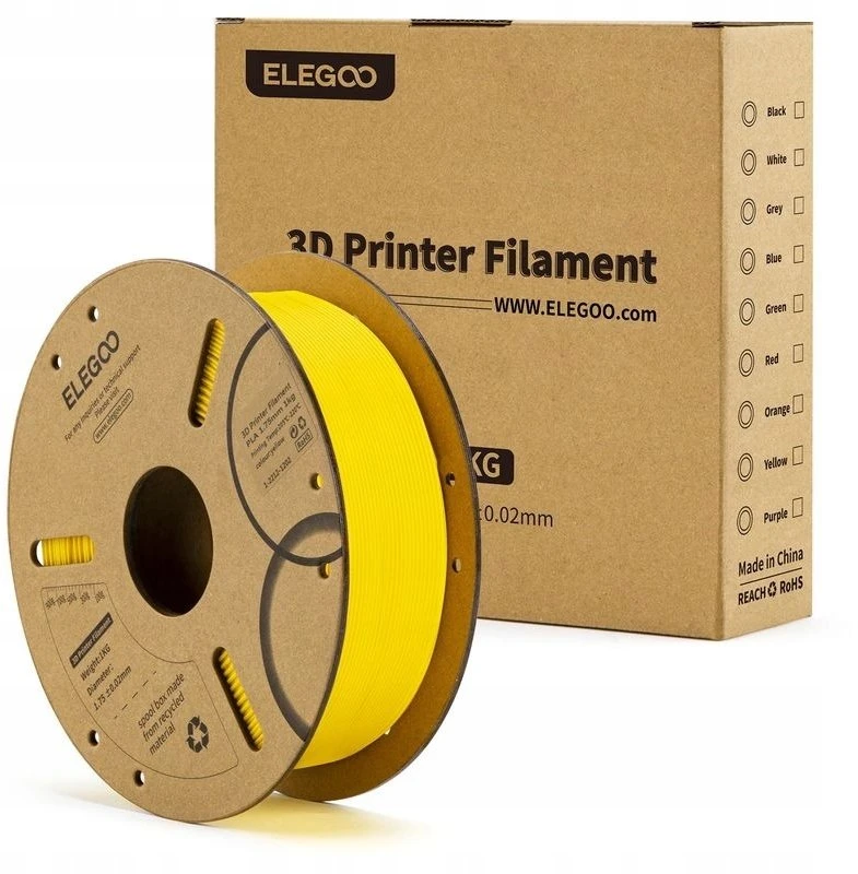Elegoo PLA plastika 1.75mm 1kg - Geltona