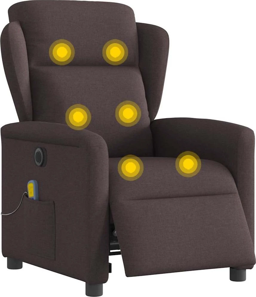 Fotelis Elektrinis atlošiamas masažinis krėslas, tamsiai rudas, audinys