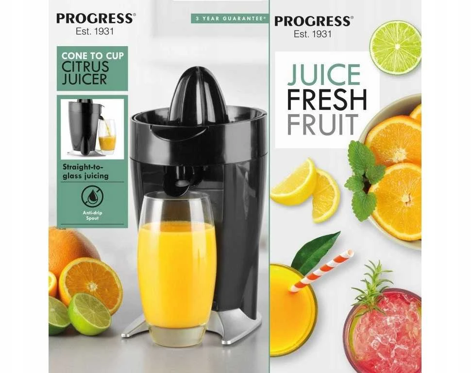 Citrusinių vaisių sulčiaspaudė Progress Elektrinė citrusinių vaisių sulčiaspaudė 60 W Nuo kūgio iki puodelio
