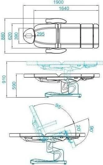 Activeshop Kosmetologinis krėslas AZZURRO 708A ELECTRIC 4 MOTOR Baltas