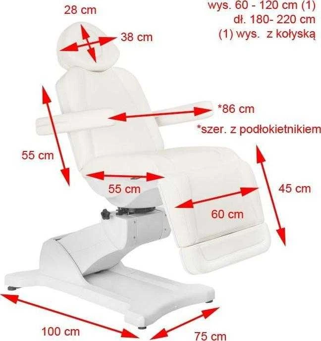 Activeshop Kosmetologinis krėslas AZZURRO 869A ELECTRIC 4 MOTOR Baltas