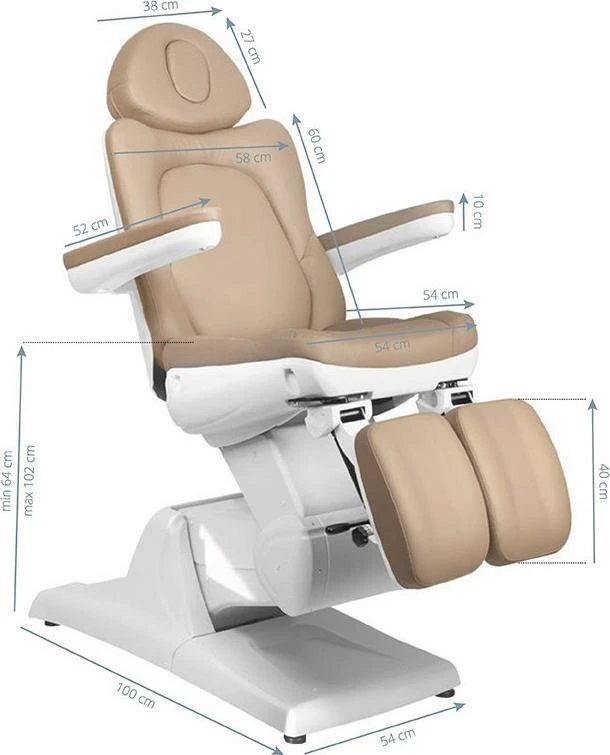 Activeshop Kosmetologinis krėslas AZZURRO 870 PEDI ELECTRIC 3 MOTOR Cappuccino