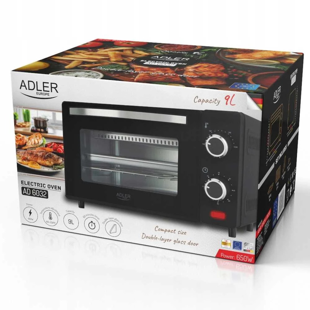 Elektrinė krosnelė Elektrinė orkaitė Adler AD-6032 9 L