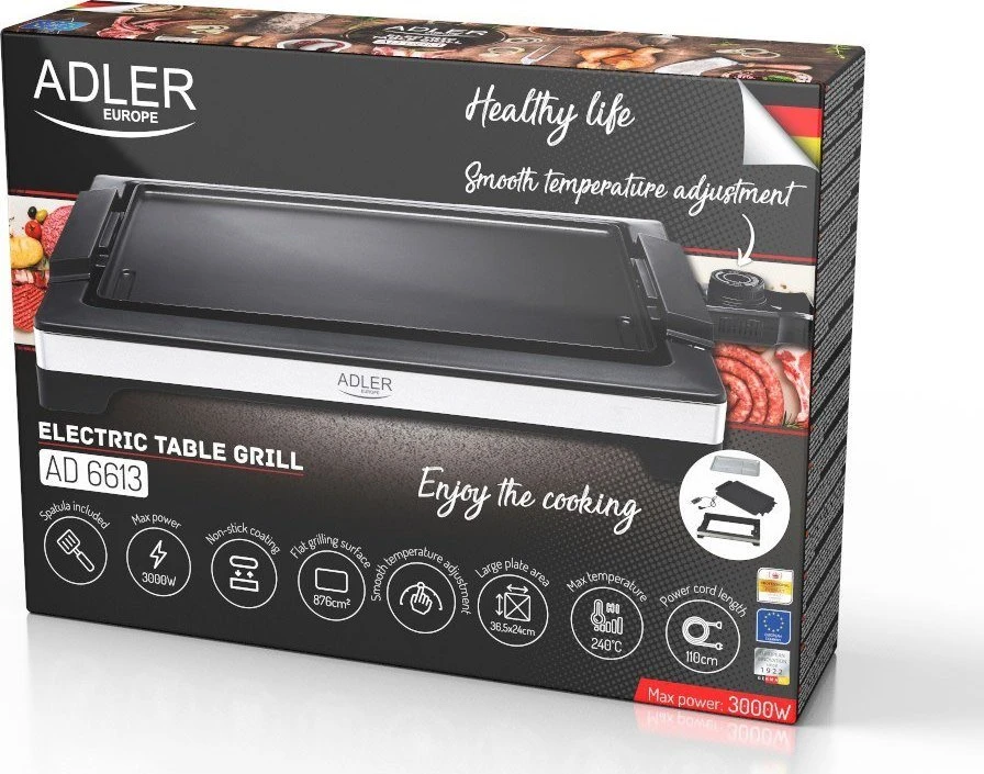 Adler | Table Grilis | AD 6613 | Table | 3000 W | Juodas