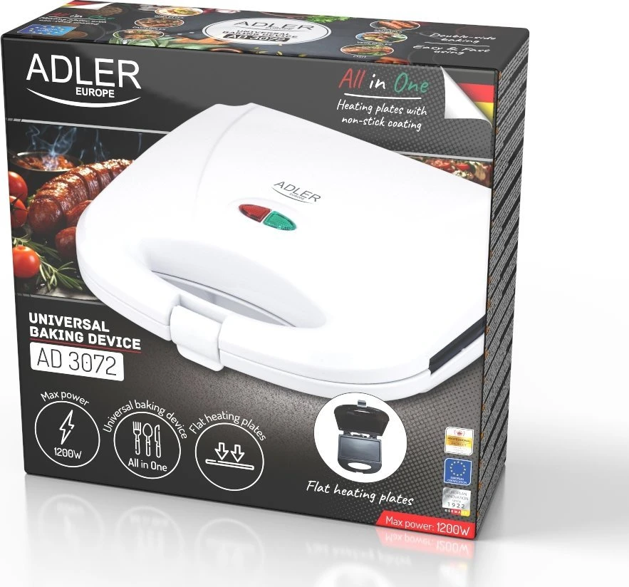 Adler Electric Grilis | AD 3072 | Electric Grilis | 1200 W | Baltas