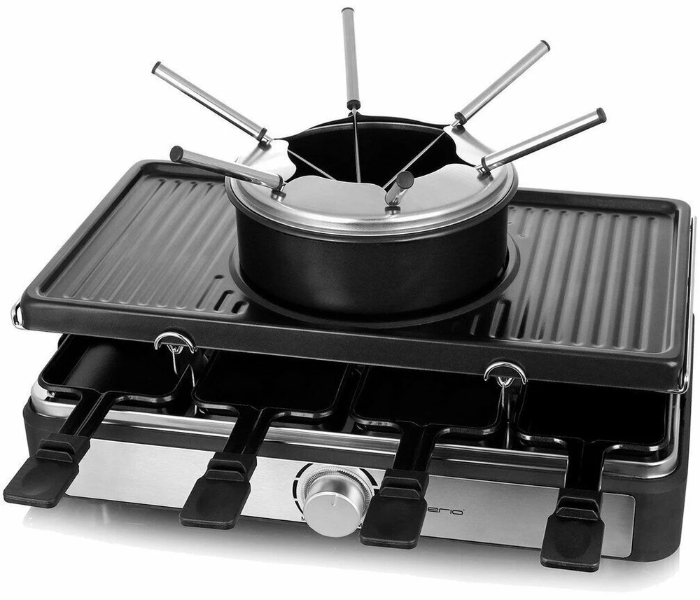 Elektrinis grilius Emerio RG-124930 grill raclette 8 os. 1400 W Juodas, Nerūdijantis plienas