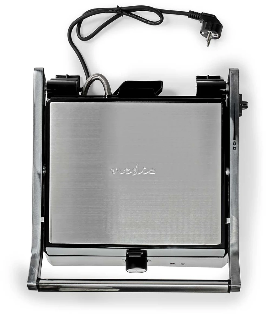 Elektrinis grilius Nedis KAGR151FSR, Juodas, Sidabrinis, Plastic, Nerūdijantis plienas, Square, Rotary, Griddle, 290 x 230 mm