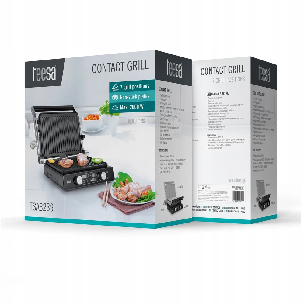 Elektrinis grilis Teesa Panini Grill, 2000 W, 3 kepimo režimai