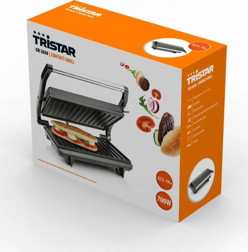 Tristar | Grilis | GR-2650 | Contact grill | 700 W | Juodas