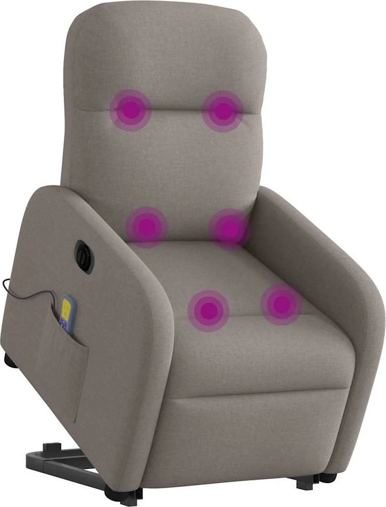 Fotelis Atsistojantis elektrinis masažinis krėslas, taupe, audinys