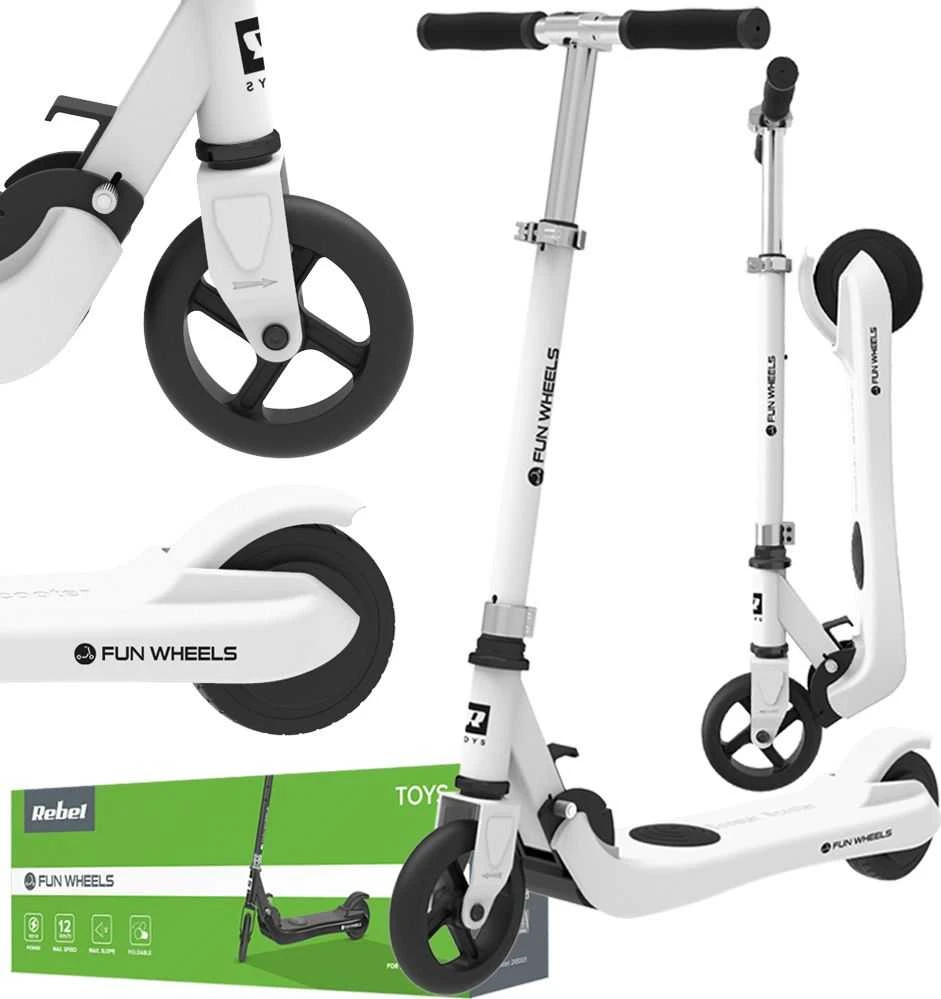 Rebel Elektrinis paspirtukas vaikams FUN WHEELS Baltas