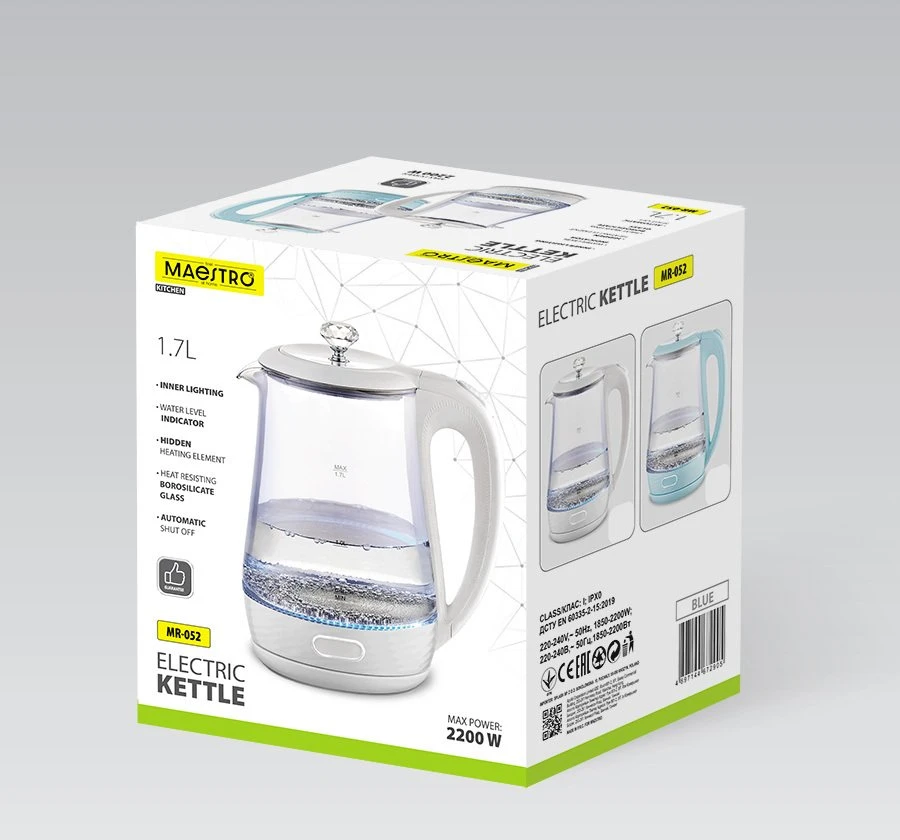 Maestro MR-052 Electric glass virdulys 1.7 L (MR-052-Baltas) Baltas