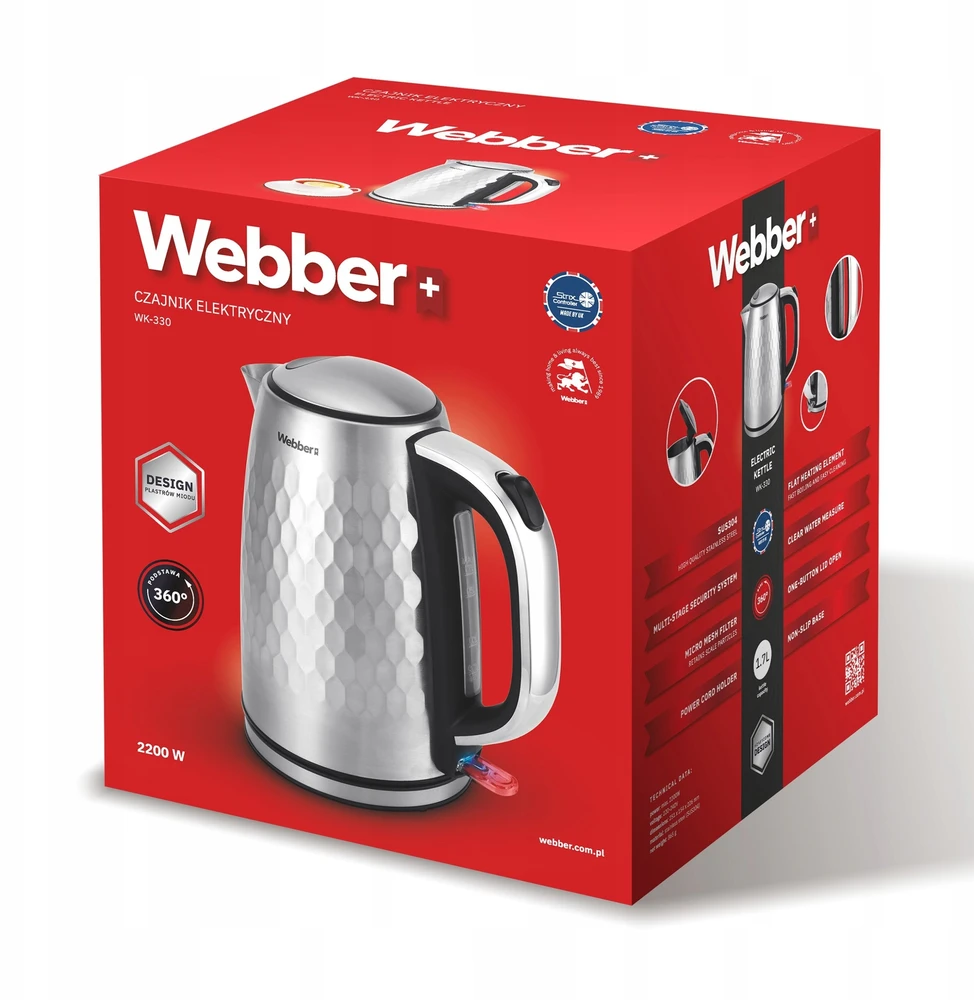 Virdulys Webber Elektrinis virdulys belaidės WK-330 2200 W 1,7 l juoda Inox