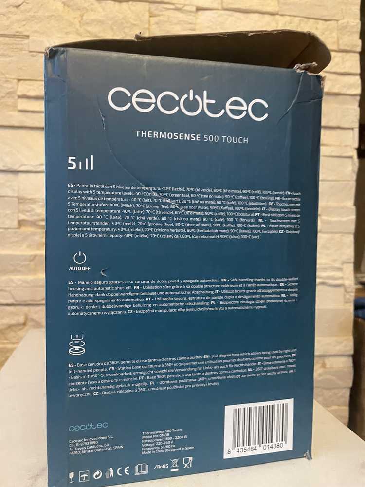 Virdulys Cecotec Thermosense 500 Touch Juodas