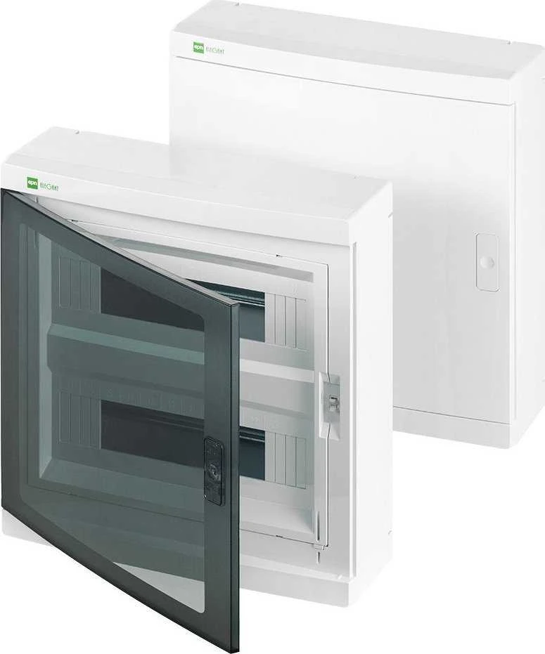 Elektro Plast Nasielsk 2425-01 Elegantiškas modulinis skirstytuvas 2x12 paviršiuje montuojamas IP40 N+PE skaidrios durys 2425-01