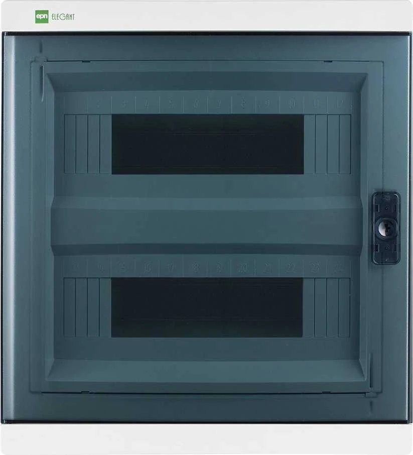 Elektro Plast Nasielsk 2425-01 Elegantiškas modulinis skirstytuvas 2x12 paviršiuje montuojamas IP40 N+PE skaidrios durys 2425-01