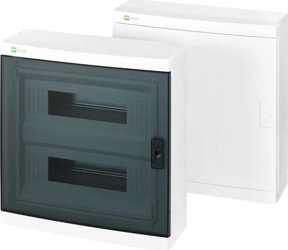 Elektro Plast Nasielsk 2425-01 Elegantiškas modulinis skirstytuvas 2x12 paviršiuje montuojamas IP40 N+PE skaidrios durys 2425-01