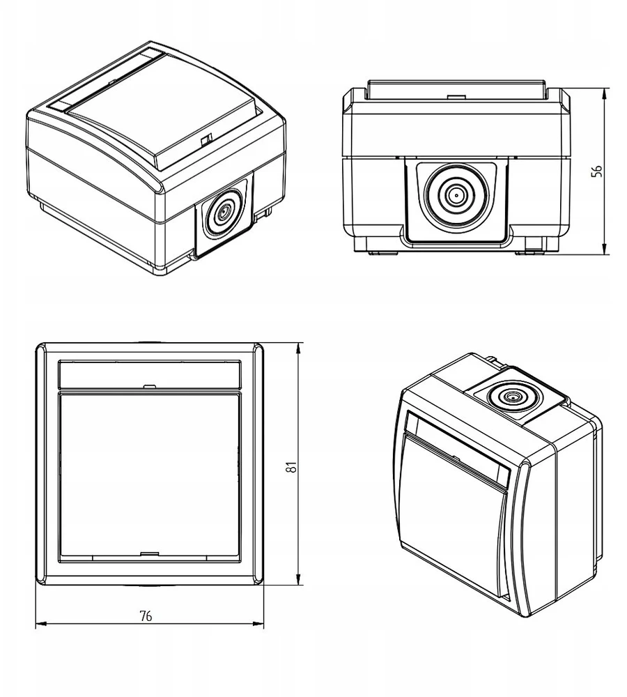 Elektro Plast Nasielsk 5003-17 AQUANT 2K paviršinio montavimo jungiklis, 2 polių, IP55, antracito spalvos 5003-17