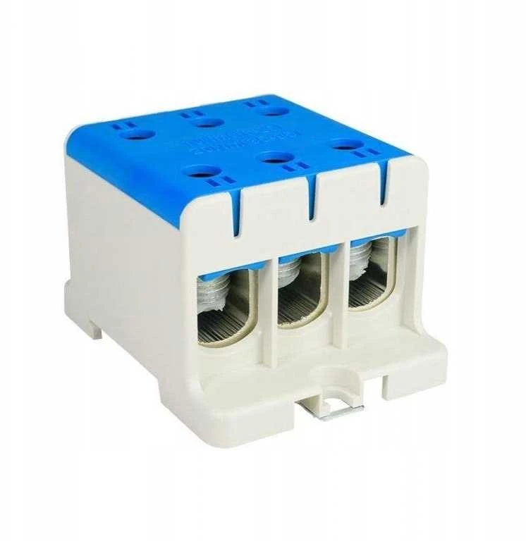 Elektro Plast 48.395 3 polių paskirstymo-šakos blokas AL/CU 3x95mm2 mėlynas plokščias montavimas ir TH bėgis WLZ35/3x95/n 48.395