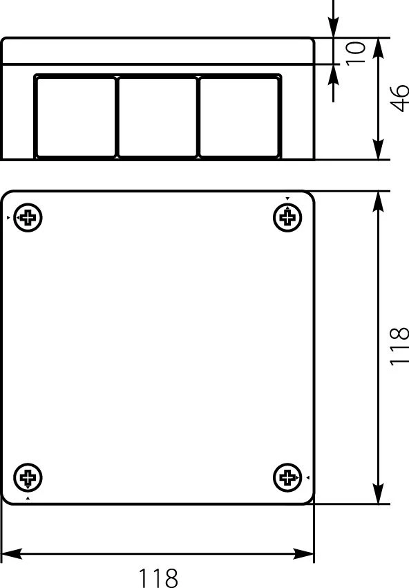 Elektro Plast 61.153 Dėžė hermetiška tuščia 118x118x46mm IP55 balta VP 051-01 61.153