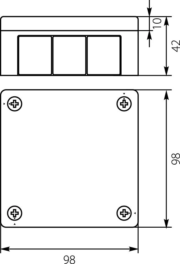 Elektro Plast 61.137 Hermetiška paviršinė tuščia dėžutė 98x98x42mm IP55 balta VP 041-01 61.137