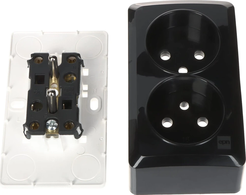 LIZDAS MONTUOJAMAS ANT PAVIRŠIAUS DVIGUBAS BERG/3743-09/EPN 250 V 16 A Elektro-Plast